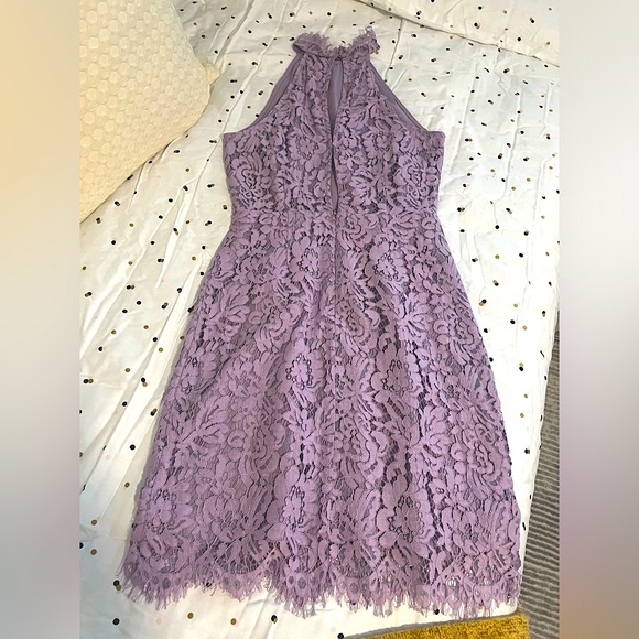 BB Dakota Cara Lilac High Neck Open Back Lace Slip Dress NEW - Size 4 - Picture 8 of 10
